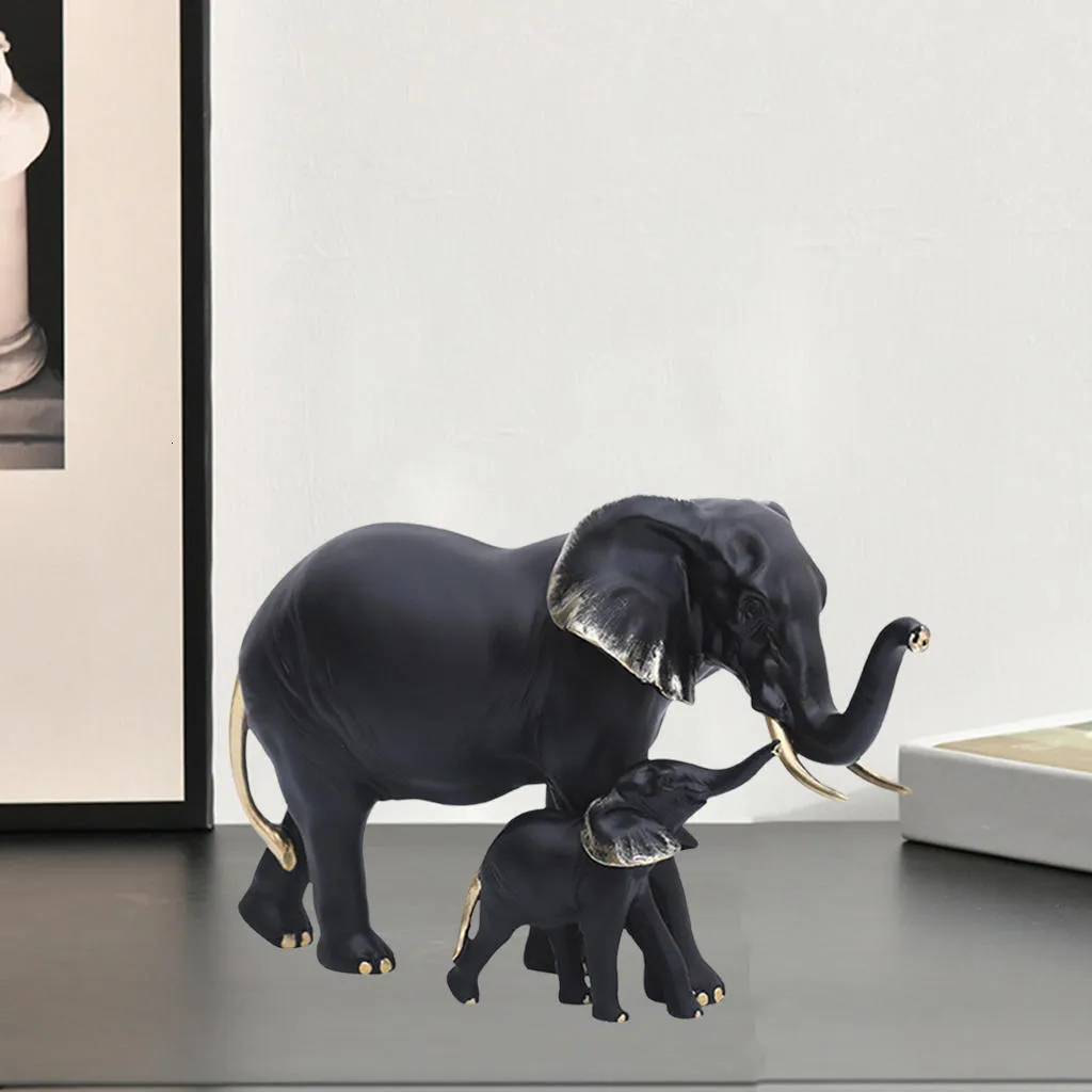 Elephant Figurine Statue Ornament Fengshui Sculpture for Home Decoration