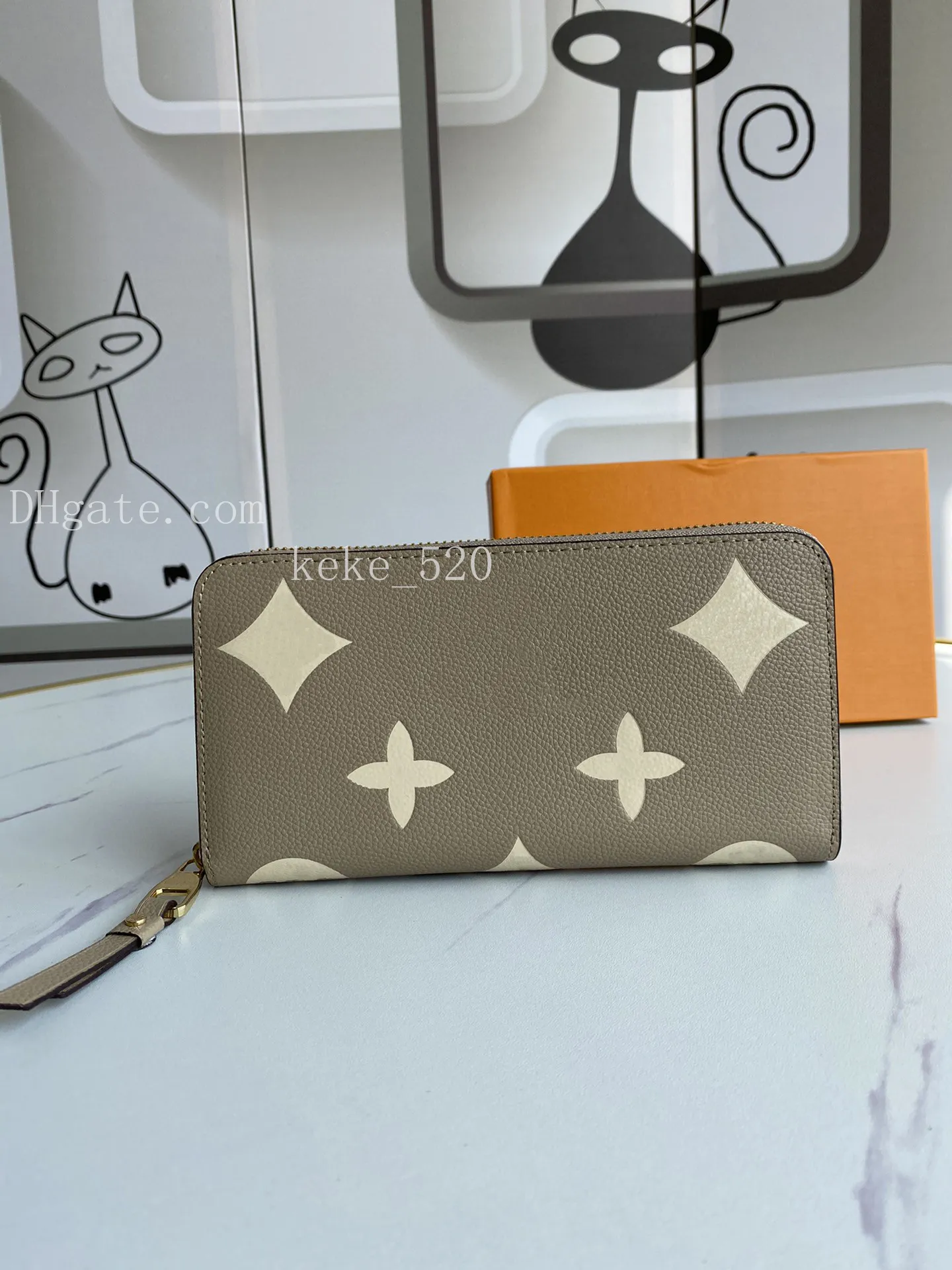 New ZIPPY WALLET Designer Womens Bicolor Flower Empreinte Leather Card Holder Organizer Long Wallet Coin Purse Key Pouch Pochette Cles M69794