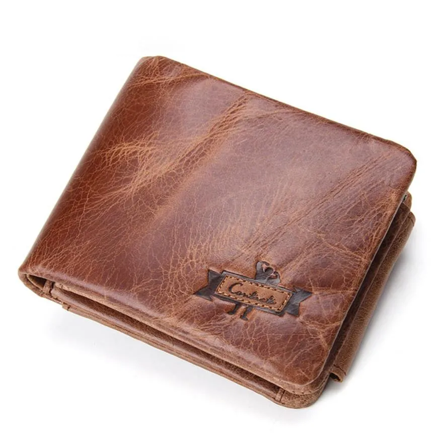 Oryginalne szalone koni skórzane męskie portfele vintage Trifold Portfel Zip Moneta kieszenia torebka skórzana skórzana portfel do męskiej GMW009238G