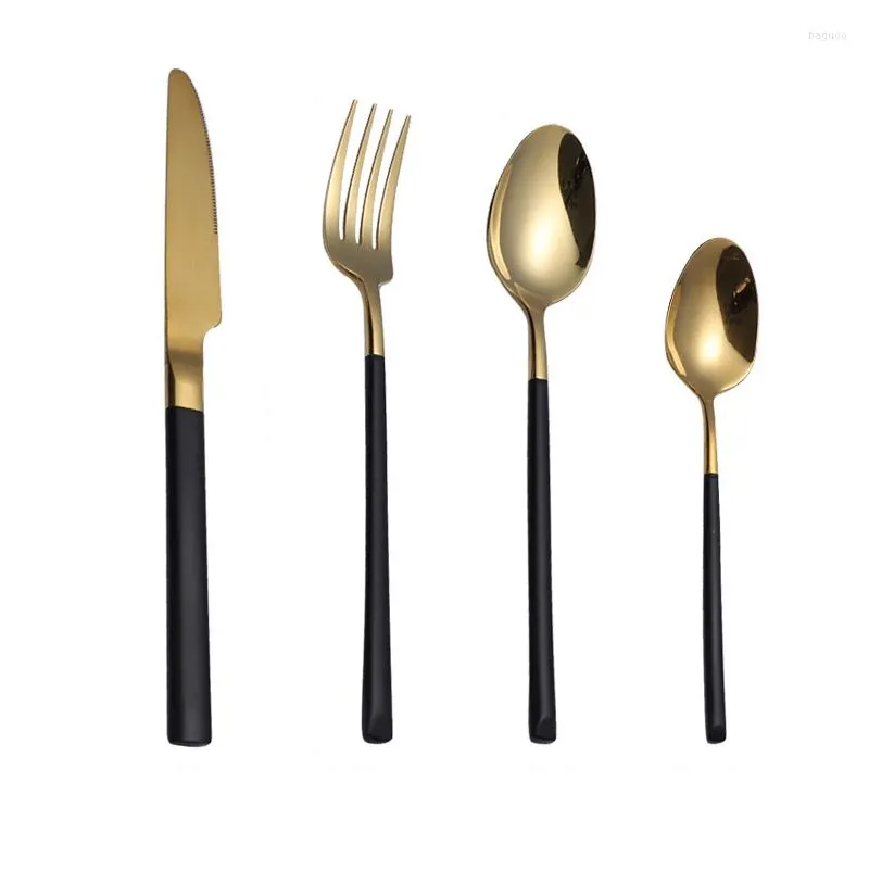 Geschirr Sets Gold Besteck Geschirr Edelstahl Messer Gabel Löffel Set Luxus Abendessen Küche Gerät Goldene Geschenk