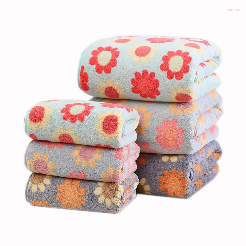 Towel Flower Coral Velvet Hand Towels For Adults Set Bathroom Sport Bath 34x74cm/70x140cm 2pcs/set