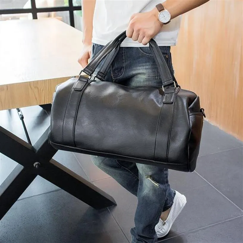 Factory whole men bag outdoor fitness travel leather leisure handbag street trend black Joker travels bags simple atmospheric 204S