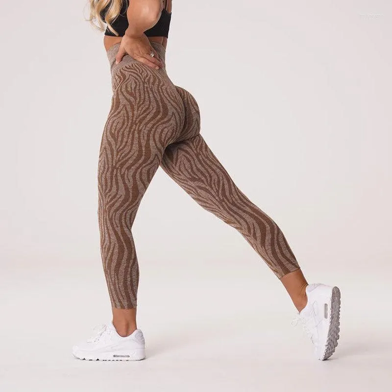 Pantaloni attivi Ladies Yoga Zebra Pattern Maglia senza cuciture Sport all'aria aperta Palestra Allenamento Leggings Vita alta Hip Raise Usura esterna