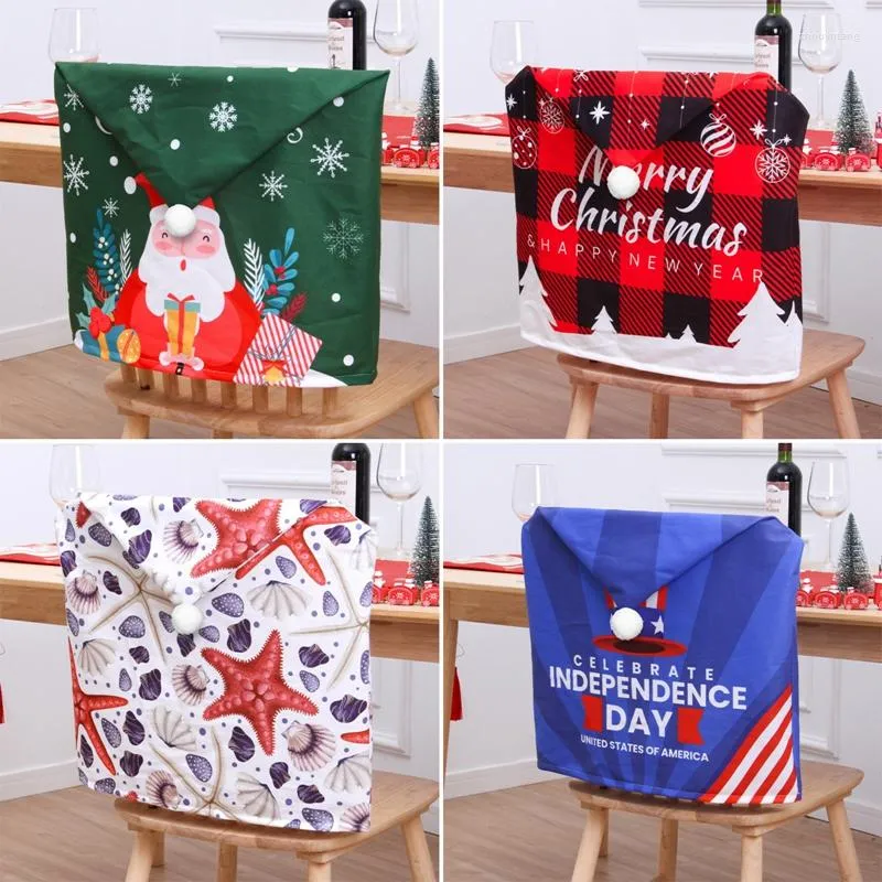 Pokrywa krzesła 1PC Rok Święty Mikołaj Claus Cover Dekoracje świąteczne do ozdób stolika domowego Navidad Noel Xmas Prezenty