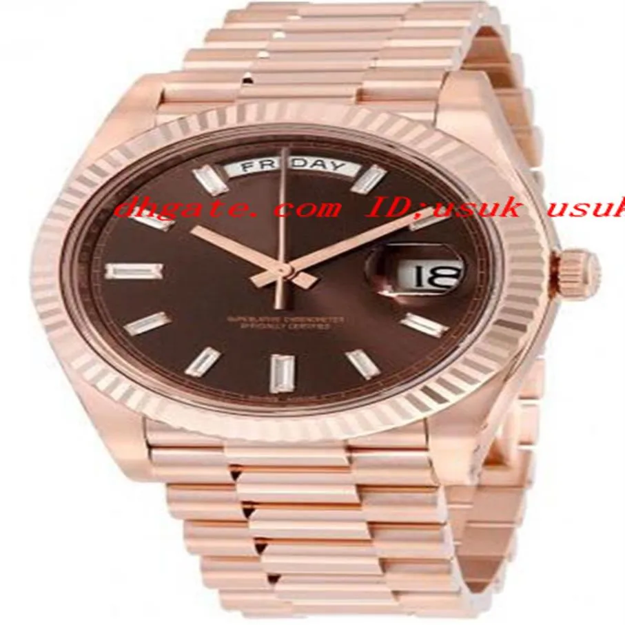 Nuovi orologi di lusso 40 quadrante color cioccolato Orologio automatico da uomo in oro everose 18 carati Orologio da polso da uomo187S