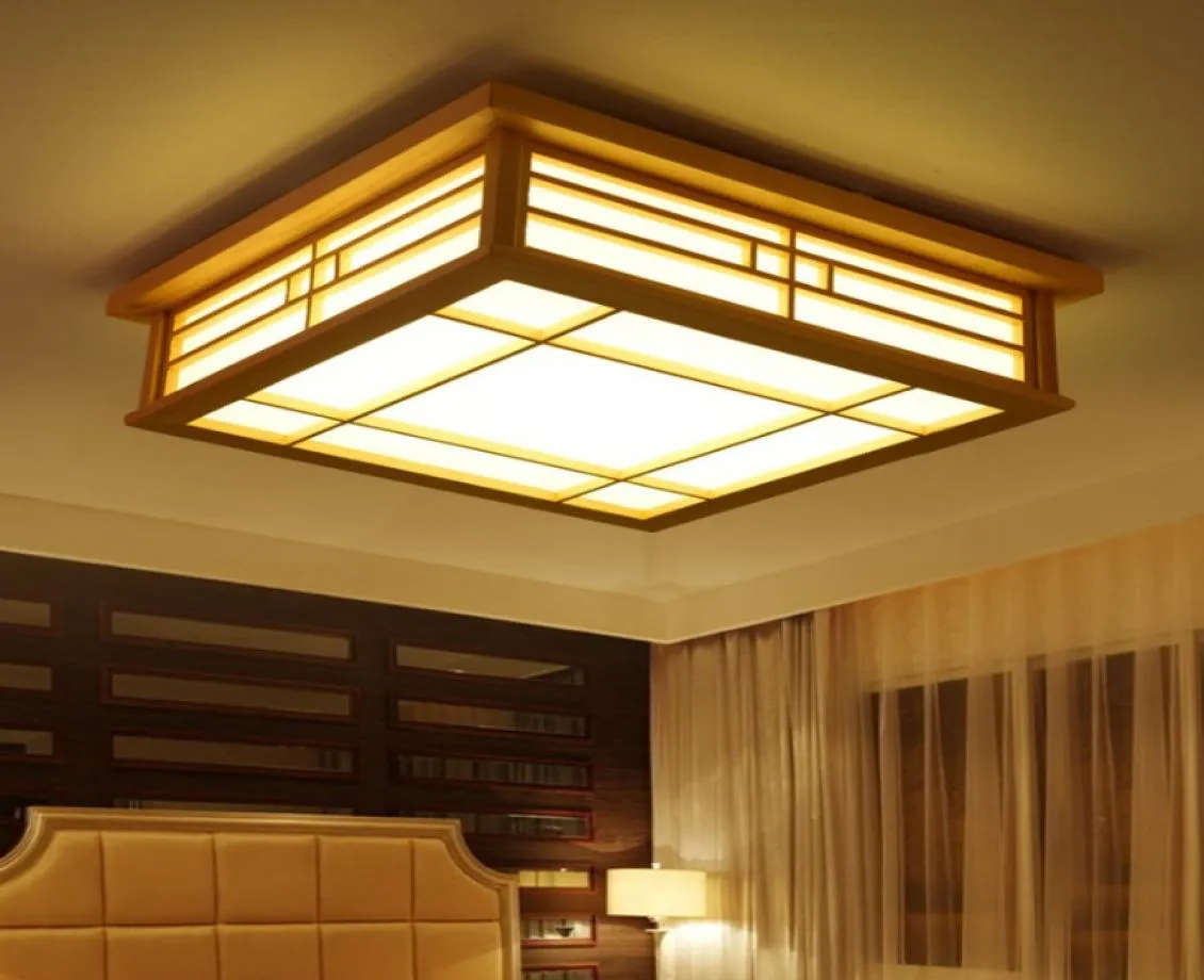 LED Wood Square Tatami Ceiling Light Fixture Japanese Korean Style