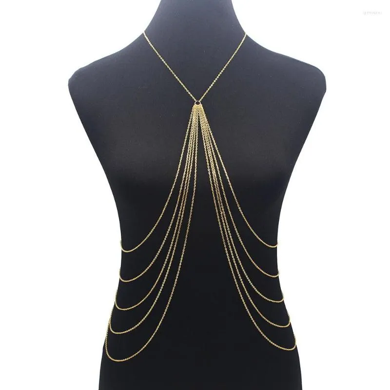Chains Long Tassel Body Chain Sexy Beach Gold Silver Color Disco Party Accessories Bra Cross Jewellery For Women