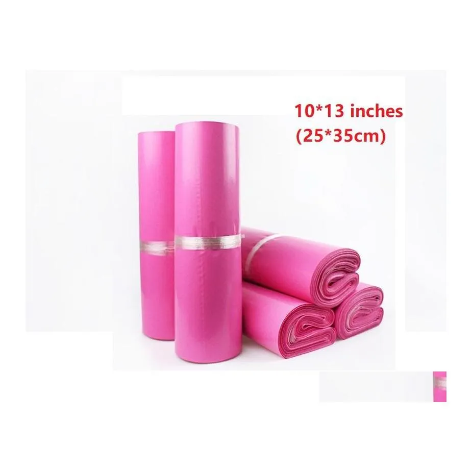 Mailzakken 10x13 inch roze poly mailing plastic envelope express 25x35cm koerier 100 van