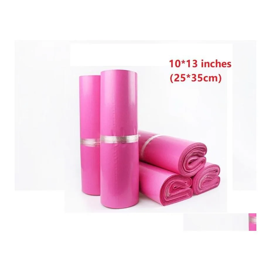 Posta Çantaları 10x13 inç Pembe Poli Posta Plastik Zarf Express 25x35cm Courier 100pcs/Lot Wolesle Drop Teslim Ofisi Homefavavor DHP4U