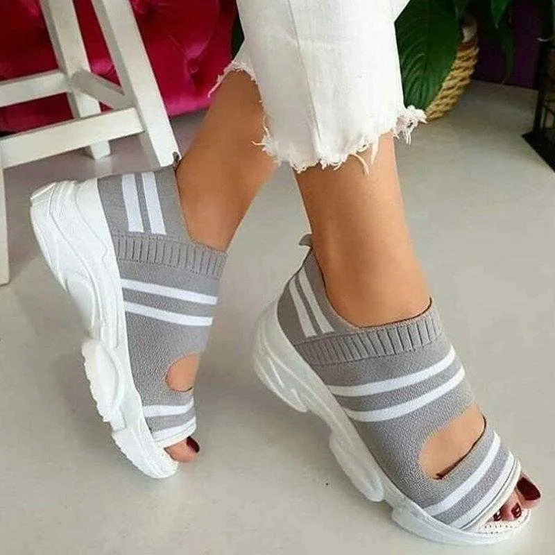 2022High Platform New Heels Shoes Summer Female Flats Stick Slip On Peep Toe Casual Women Sandals T221209 BC0F