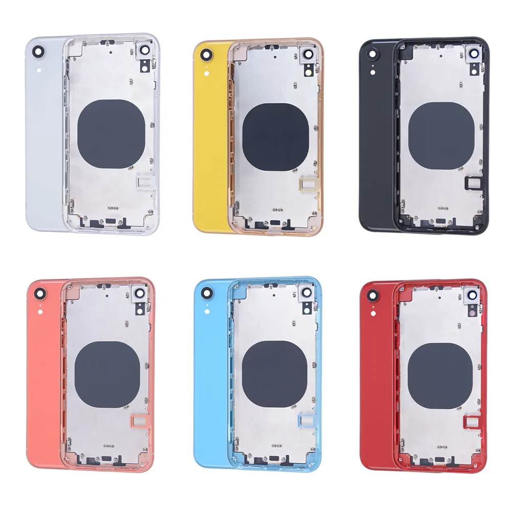 Replacement Back Cover Housing Glass Frame with Waterproof and Battery Adhesives Repair Chassis Assembly Case For iPhone XR