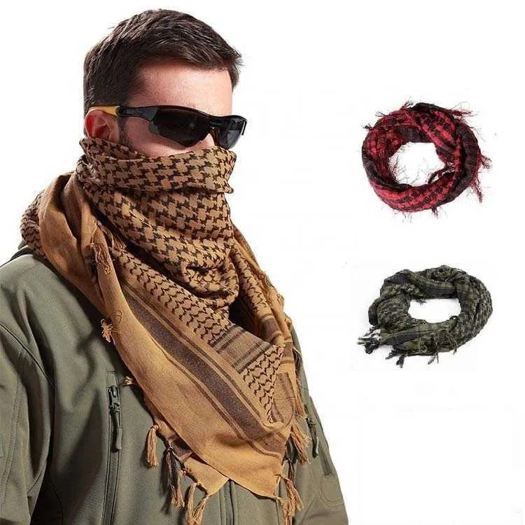 Foulards gants de chapeau costume écharpe châle personnalisé arabe à l'épreuve de poussière extérieur en plein air cs camouflage lin musulman