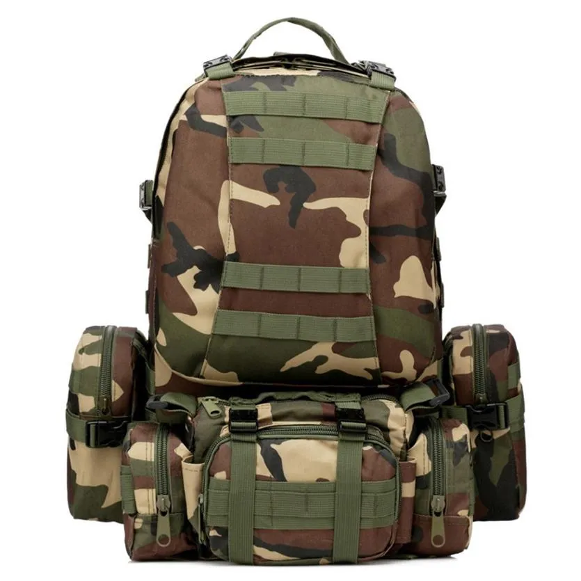 55L Outdoor Sport 3D Molle 600D Nylon militare antiusura Zaino tattico Campeggio Escursionismo Zaino alpinismo arrampicata Bag262e