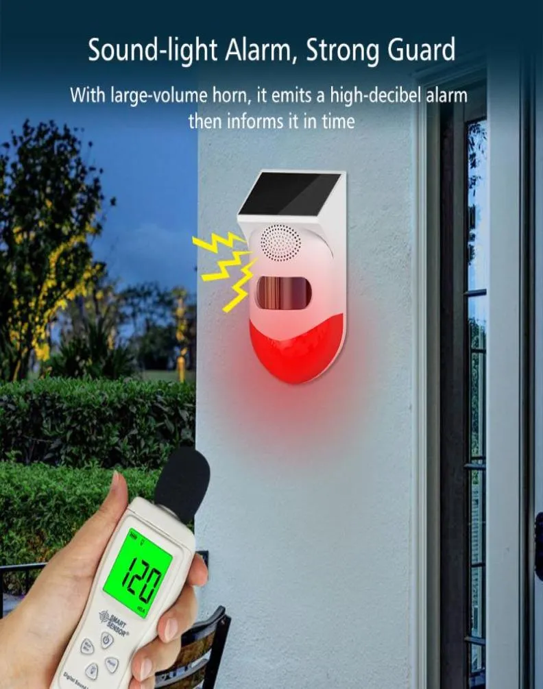 Alarm Systems Tuya WiFi PIR Siren Outdoor Solar Infrared Wireless Waterproof Detector For Home Burglar GSM Security System7380007