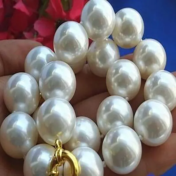 jóias de moda 14 mm de colar de pérolas brancas de pérola DIY 18 polegadas