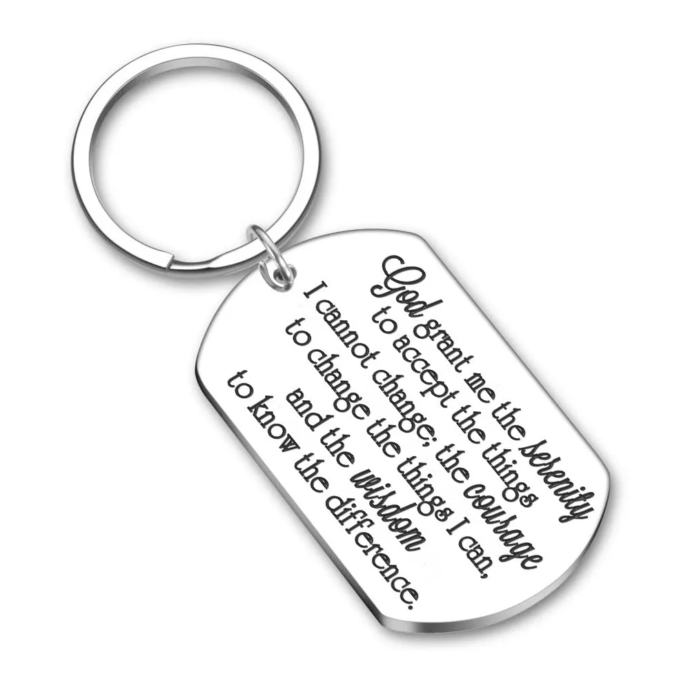 Kristen nyckelkedja Serenity Prayer Gift Nybriety Recovery Gifts For Woman Men Teen Boy Girls Religious Gift Keyring för honom henne henne