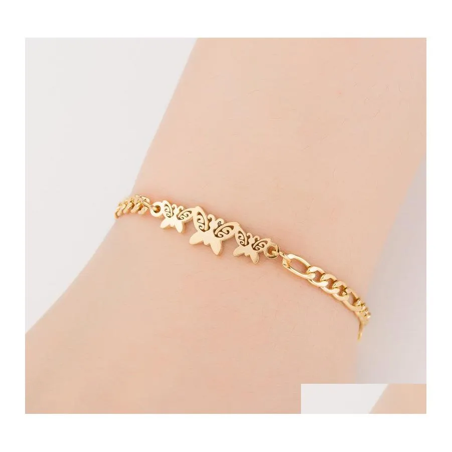 Charm Bracelets Butterfly Bracelet Adjustable Gold For Women Sier Fashion Party Wedding Bridal Jewelry Drop Delivery Otfsy