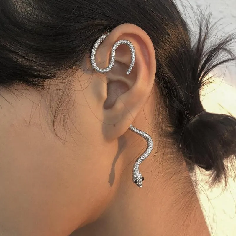 Dos boucles d'oreilles fou serpent torsadé pour les femmes personnalité or cristaux métal Animal Cartilage femmes Brinco bijoux de mode