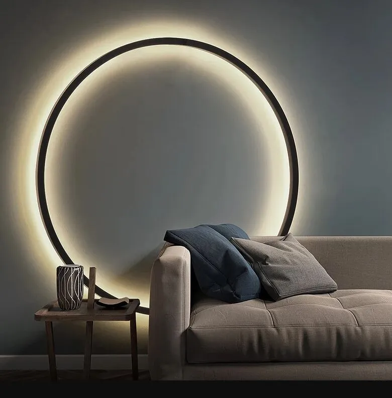 2022 간단한 원형 배경 장식 램프 새로운 현대식 LED 벽 조명 거실 침실 침실 복도 복도 실내 조명