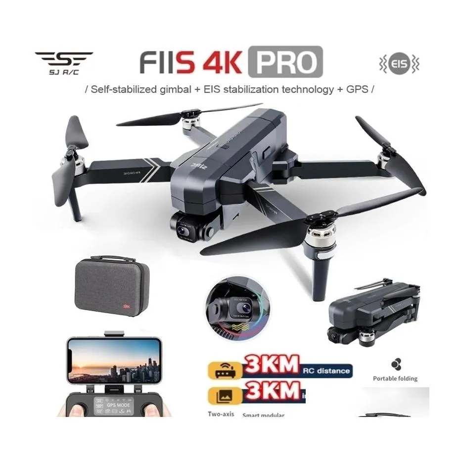 Elektrisches/RC -Flugzeug SJRC F11S 4K Pro 5G WiFi 3 km FPV GPS mit HD -Kamera 2AXIS Gimbal bürstenfaltbarer RC -Drohne Quadcopter RTF gegen DHWY8