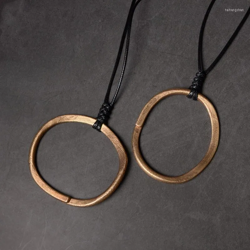 Colliers pendants Collier de cuivre en cuivre pur Collier solide à la main réprimande minimaliste Taille de la taille en métal réglable bijoux unisexe pour couple pour couple