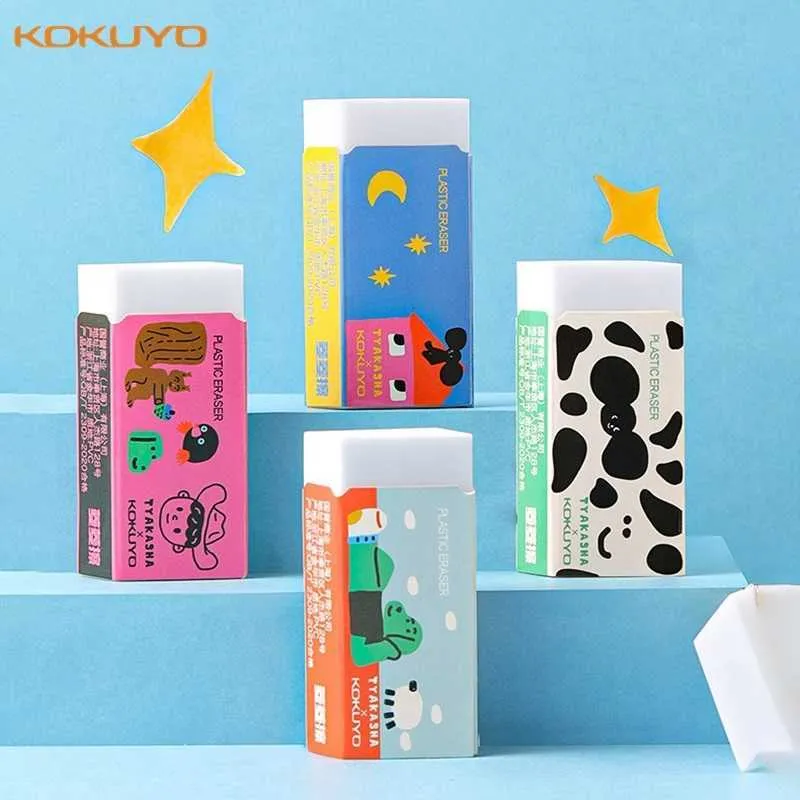 1/4pcs KOKUYO Plastic Eraser TYAKASHA Cartoon Design Cleaning Tools for Pencils Drawing Office School Student A7317