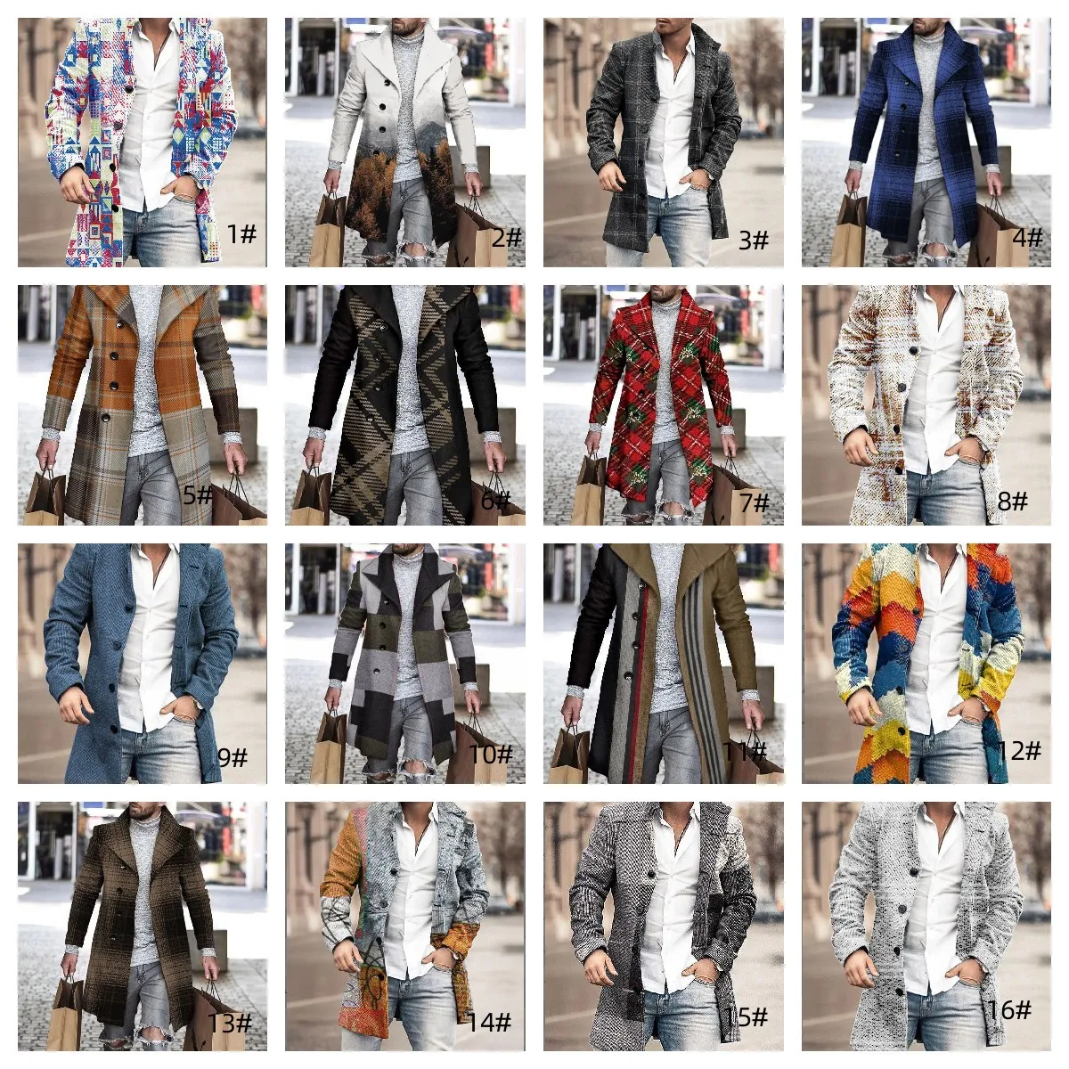 L￣ de l￣ masculina Blends de moda Coat de inverno Business Long Gross Slim Fit sobretudo casaco Parka Mens Clothing Plus Size 4xl