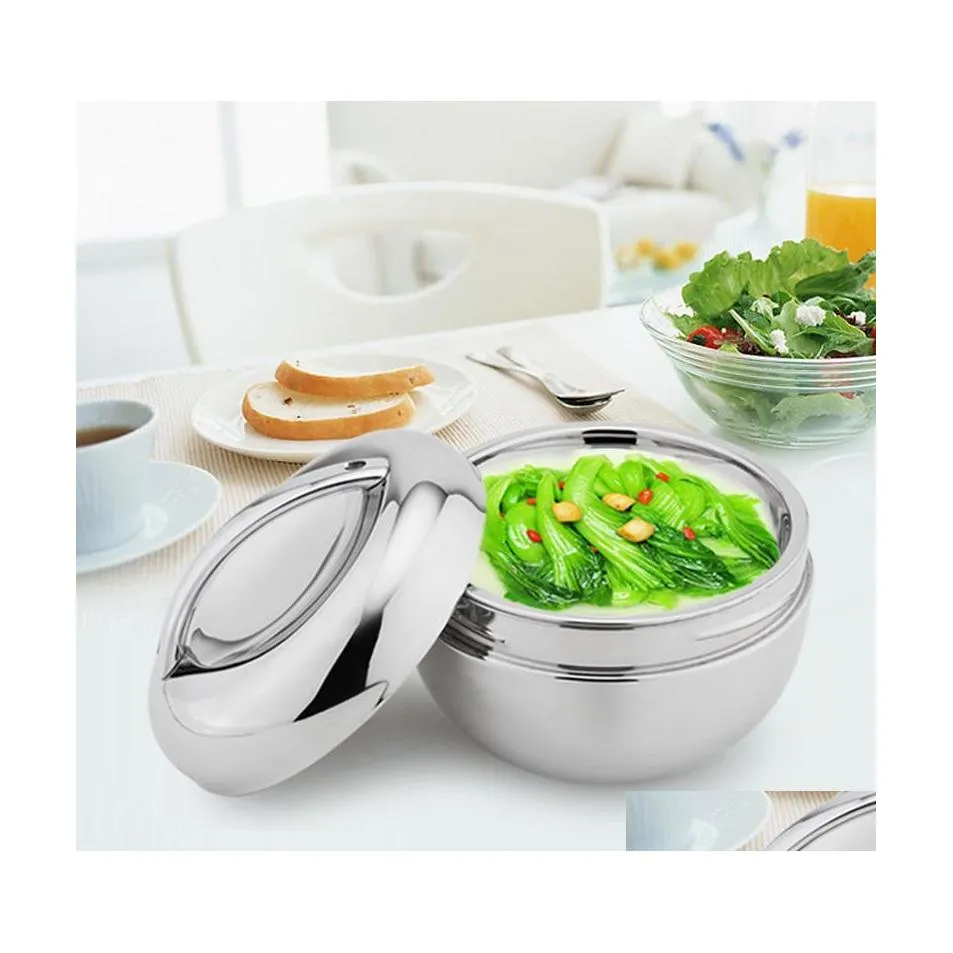 Dinnerware Sets Stainless Steel Lunch Box For Kids Container Handle Heat Retaining Thermal Insation Bowl Portable Picnic Bento Drop Dheze