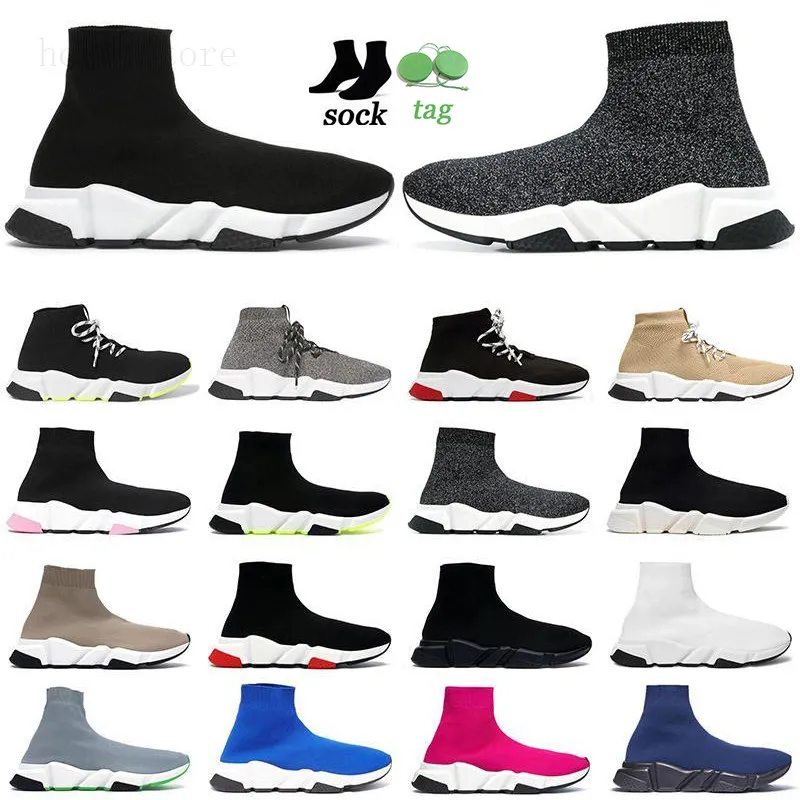 2022 Chaussures de vitesse Entraîneur Chaussures de luxe Rouge Gris Noir Blanc Plat Classique Chaussettes Bottes Baskets Femmes Sneaker Taille 36-45 a2