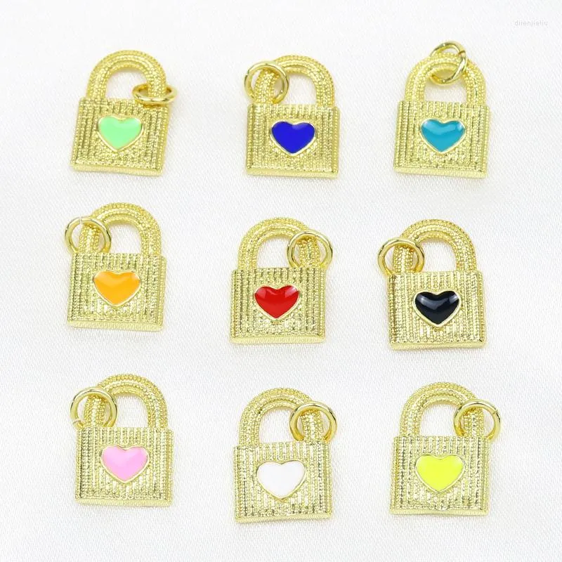 Hangende kettingen 10 pc's vergrendelingsvorm accessoires Email Hart sieraden Charms hangers voor ketting maken 51954