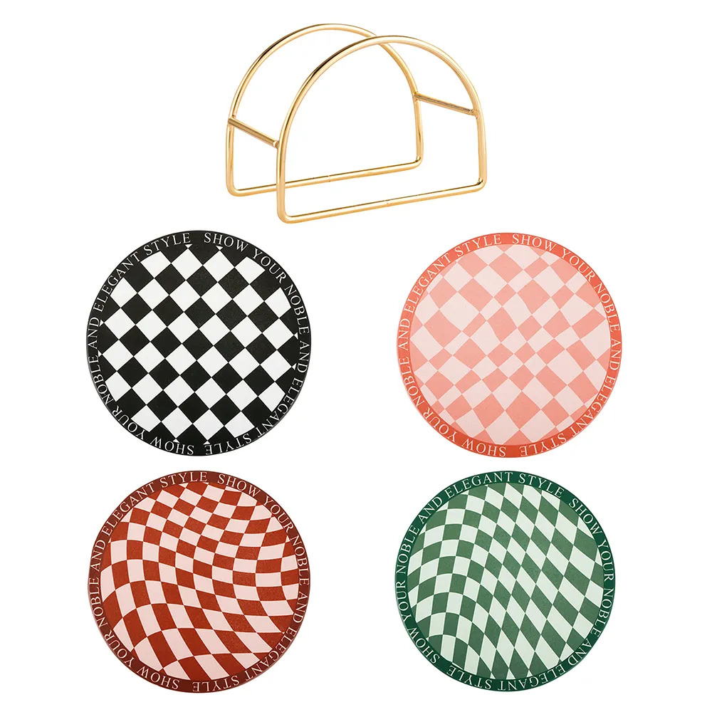 Retro Creative Checkerboard Acrylic Coaster Table Placemat Waterproof Heat Insulation Non-Slip Bowl Pad Cup Mat Home Decor CPA4500 ss1210