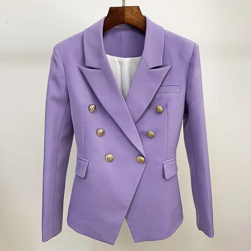 女性のスーツレディースダブル胸肉ブレザーパープル2022秋と冬のハイエンド気質ジャケット小さなスーツオフィス