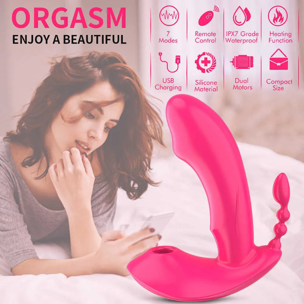 Massageador de corpo inteiro Brinquedos sexuais Vibrador masager 3 em 1 sucção de vibrador vestível Anal vagina clitóris Toys femininos para mulheres sucção oral ej2v ​​csia