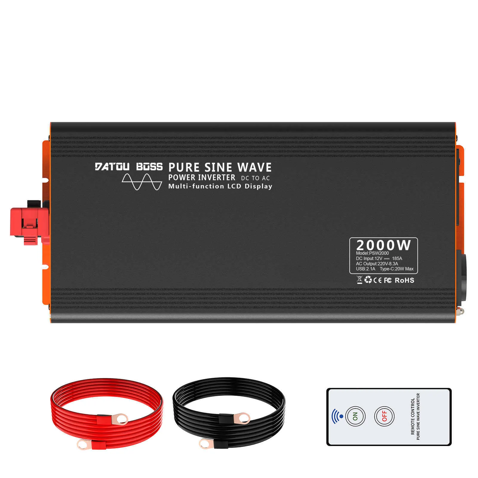 Pure Sine Wave Intelligent Inverter 2000W 12V/24V/48 DC to 220-240V AC  Converter