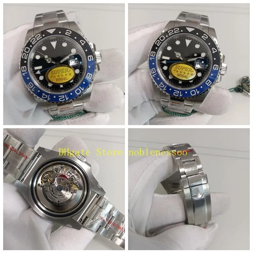 2 Color 904L Steel N Factory Cal 3186 Automatyczne zegarek Super V12 Wersja 116710 116719 Blue Black Ceramic Bezel 116710bl331t