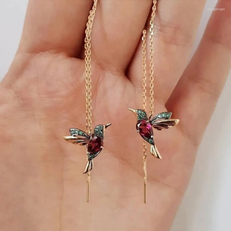 Hoop örhängen 2st mode Little Bird Drop Long Hanging For Women Elegant Girl Tassel Earring Stylish Jewelry Personality Gift