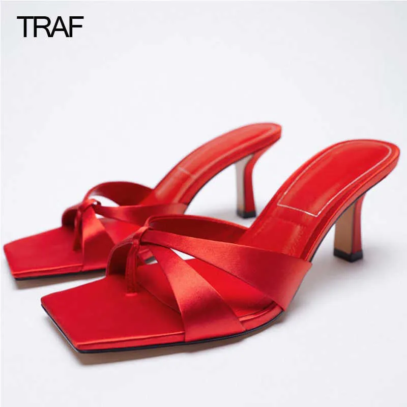 Sandaler Traf Summer Women Red Heeled Sandals Casual Chunky Roman Sandals With Heel Woman 2022 Spring Summer Peep Toe Block Heel Sandal T221209