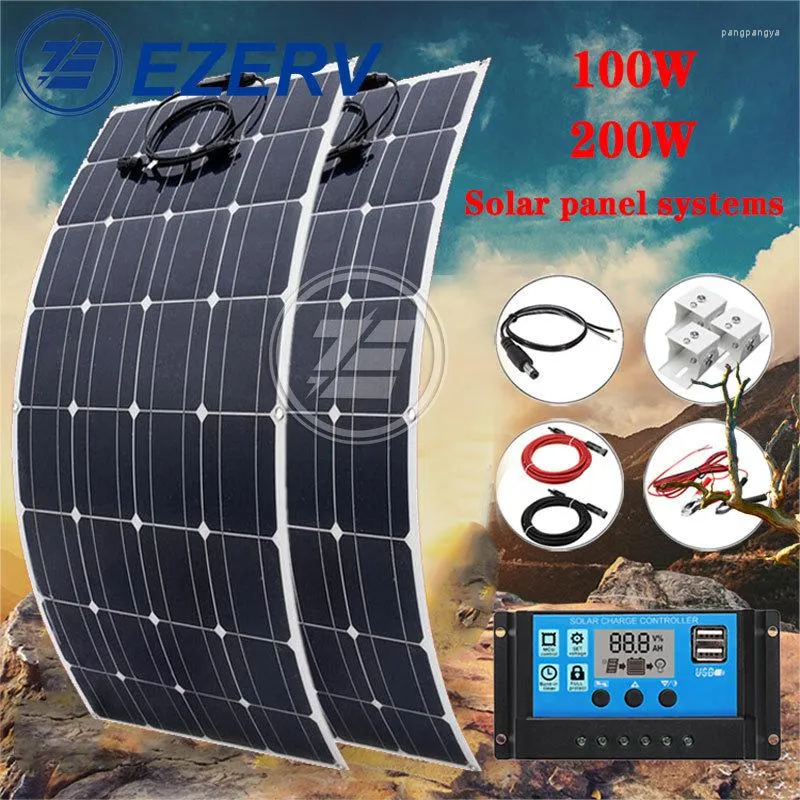 All Terrain Wheels 200W 100W Mono Flexible Solar Panel Controller Module For Car RV Boat Home Roof Battery Camper Van Accessories