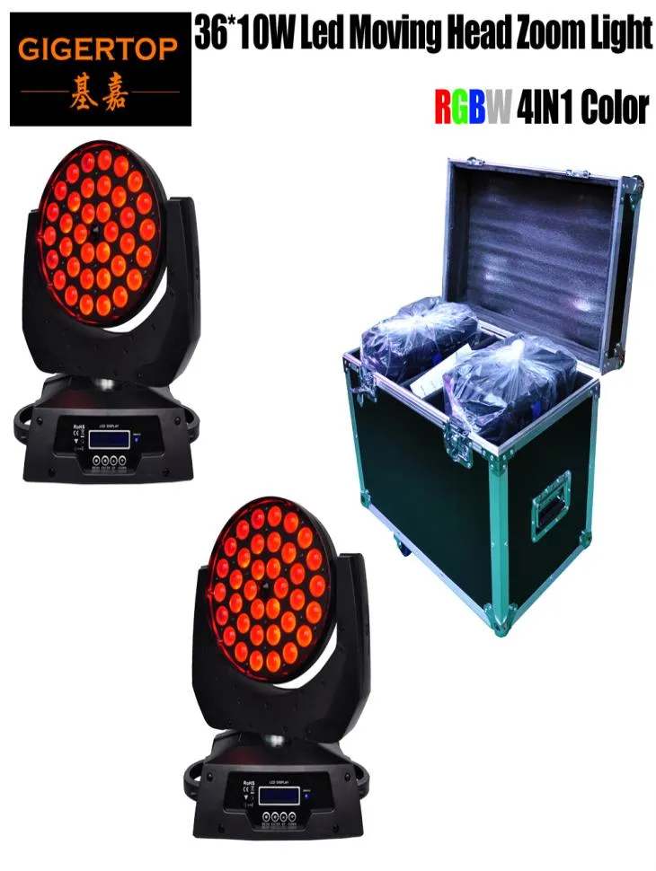 2XLot 36 x 10W RGBW color mixing 4in1 Zoom Led moving head light Club DJ Party Stage Lights with the DMX cable8665875