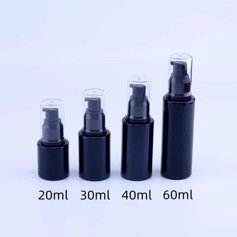 Lagringsflaskor 30 ml 40 ml 60 ml Lotion Pump Bottle Beauty Tom Black Glass Essential Oil Container Case Refillable 100 st