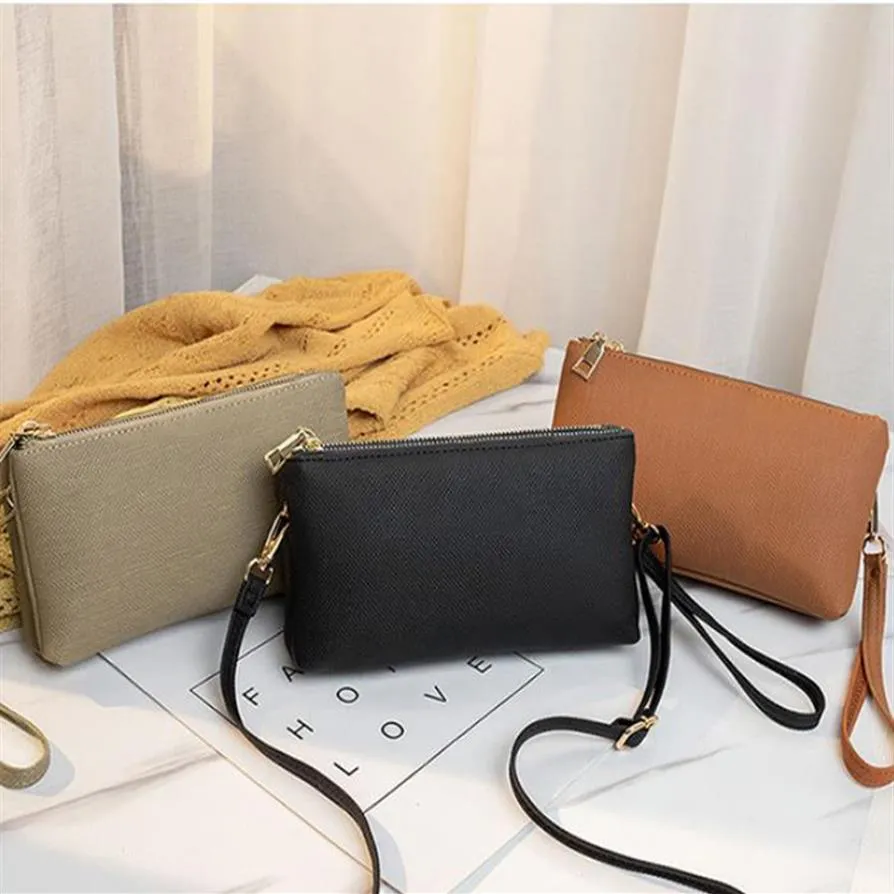 brand designer Two zippers shoulder bags wallets Purse Clutch with wristlets Bags crossbody cross body PU clutch bag handbags 8AP8320M