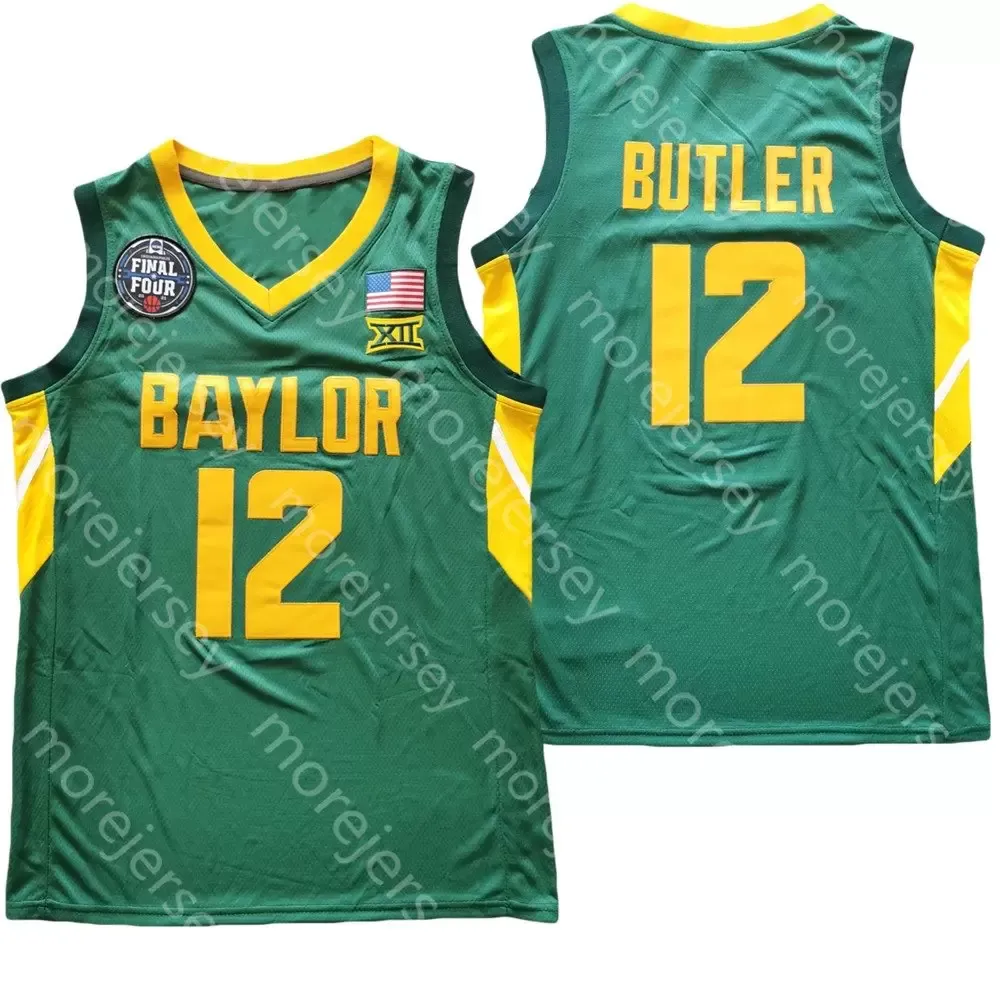 Final Four 4 Baylor Basketball Jersey NCAA College Green 12 Jared Butler Drop Shipping Size S-3XL