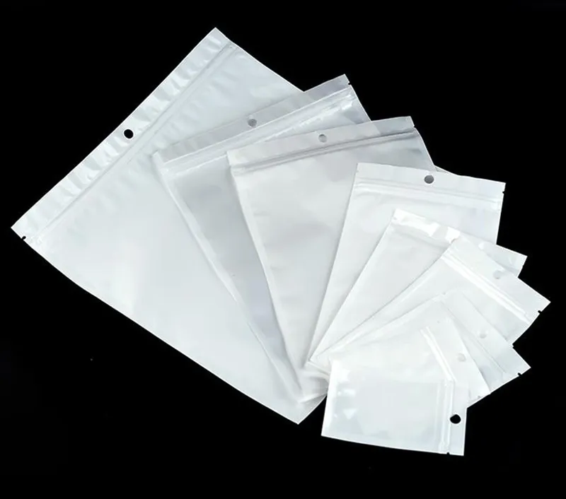 wholesale Clear and white pearl Plastic Bags Poly OPP packing zipper Zip lock Retail Packages PVC bag for Case