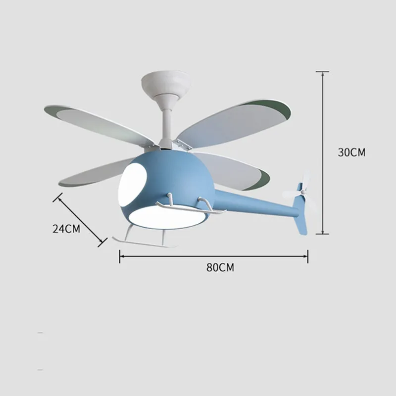 Lámpara de ventilador de techo con forma de helicóptero para