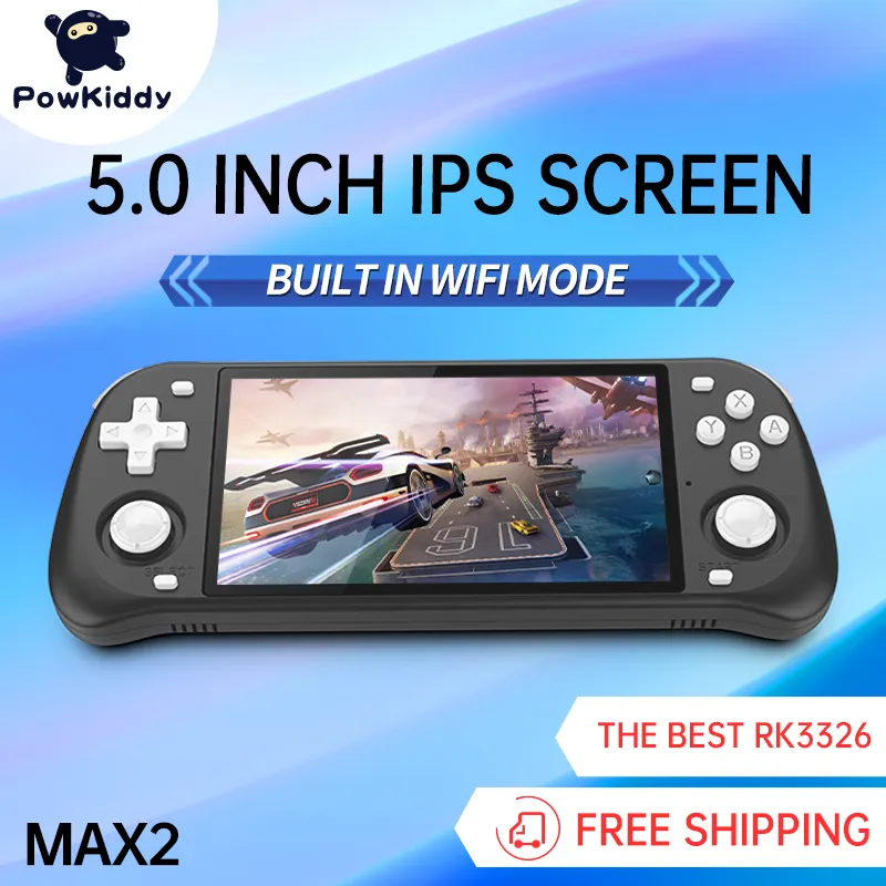 POWKIDDY Max2 Portable Game Players Retro Open Source System RGB10 max 2 Handheld Game Console RK3326 5.0-Inch IPS Screen 3D Rocker Gift