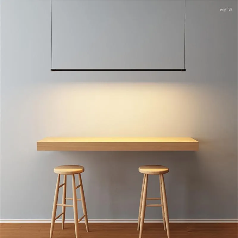 Pendellampor minimalistisk linje ljuskrona led restaurang ljus matbord kontor modern hängande lampa