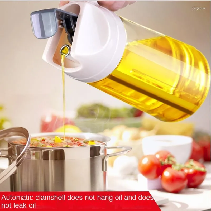 Storage Bottles Self-opening And Closing Glass Oil Jug Leakproof Small Domestic Kitchen Sauce Vinegar