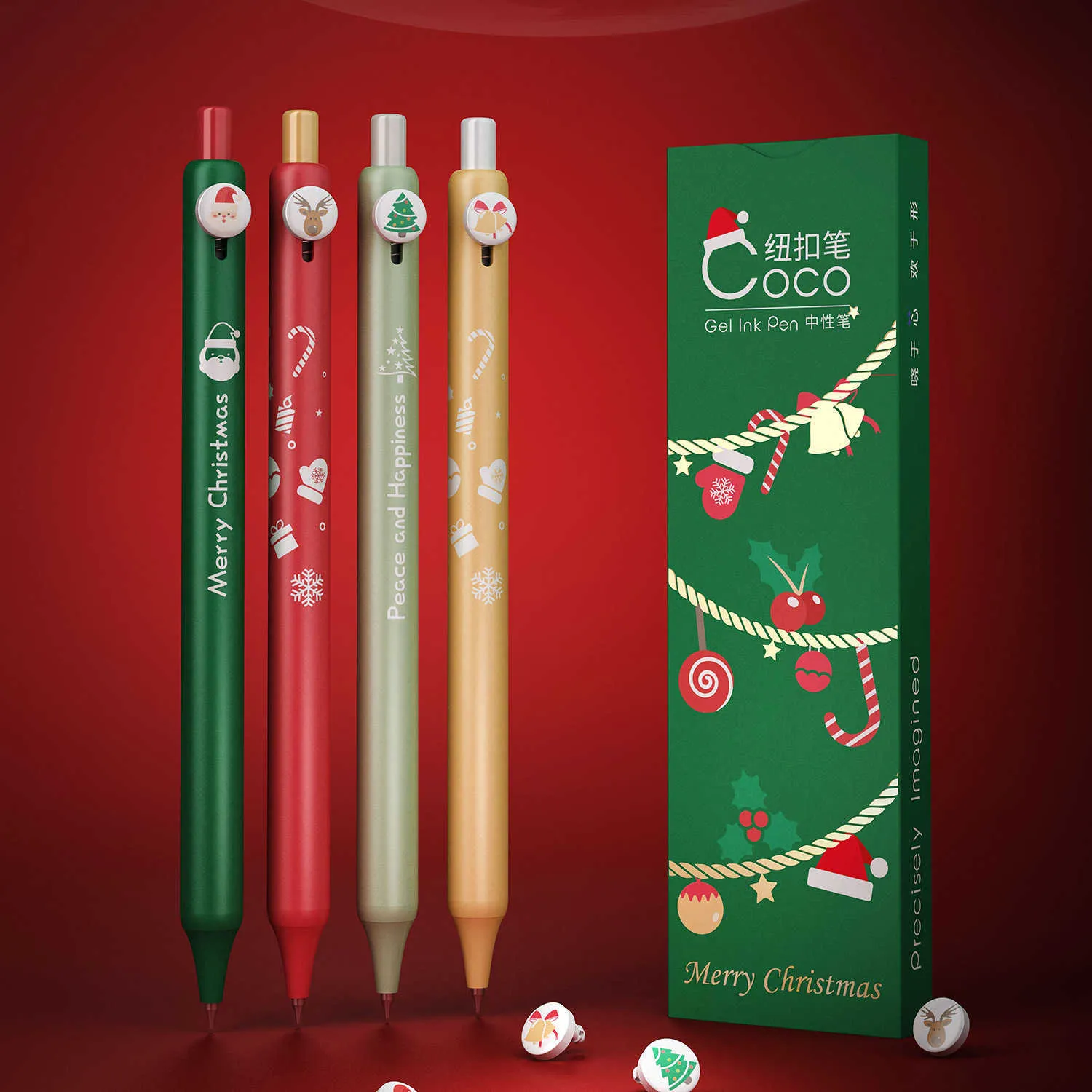 4 pezzi Set di penne gel Merry Christmas Coco Bell Celebration Party Gift 0.5mm Penna a sfera Inchiostro a colori nero Office School A7305