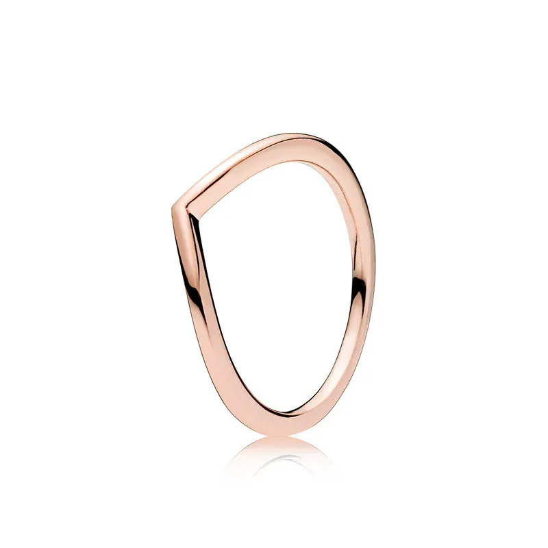 ANELLO Wishbone lucido in oro rosa 18 carati con scatola originale per Pandora Argento sterling 925 Gioielli per feste di moda Amante Coppie Anelli di nozze per donne Ragazze