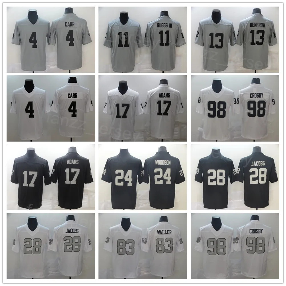 남자 축구 83 대런 월러 유니폼 98 Maxx Crosby 17 Davante Adams 24 Johnathan Abram 24 Charles Woodson 28 Josh Jacobs 4 Derek Carr 13 Hunter Renfrow 11 Henry Ruggs